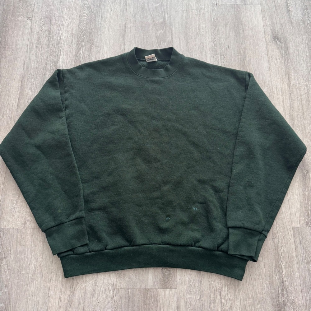 Vintage Fruit of the Loom Blank Sweatshirt Forest Green Made in USA Large